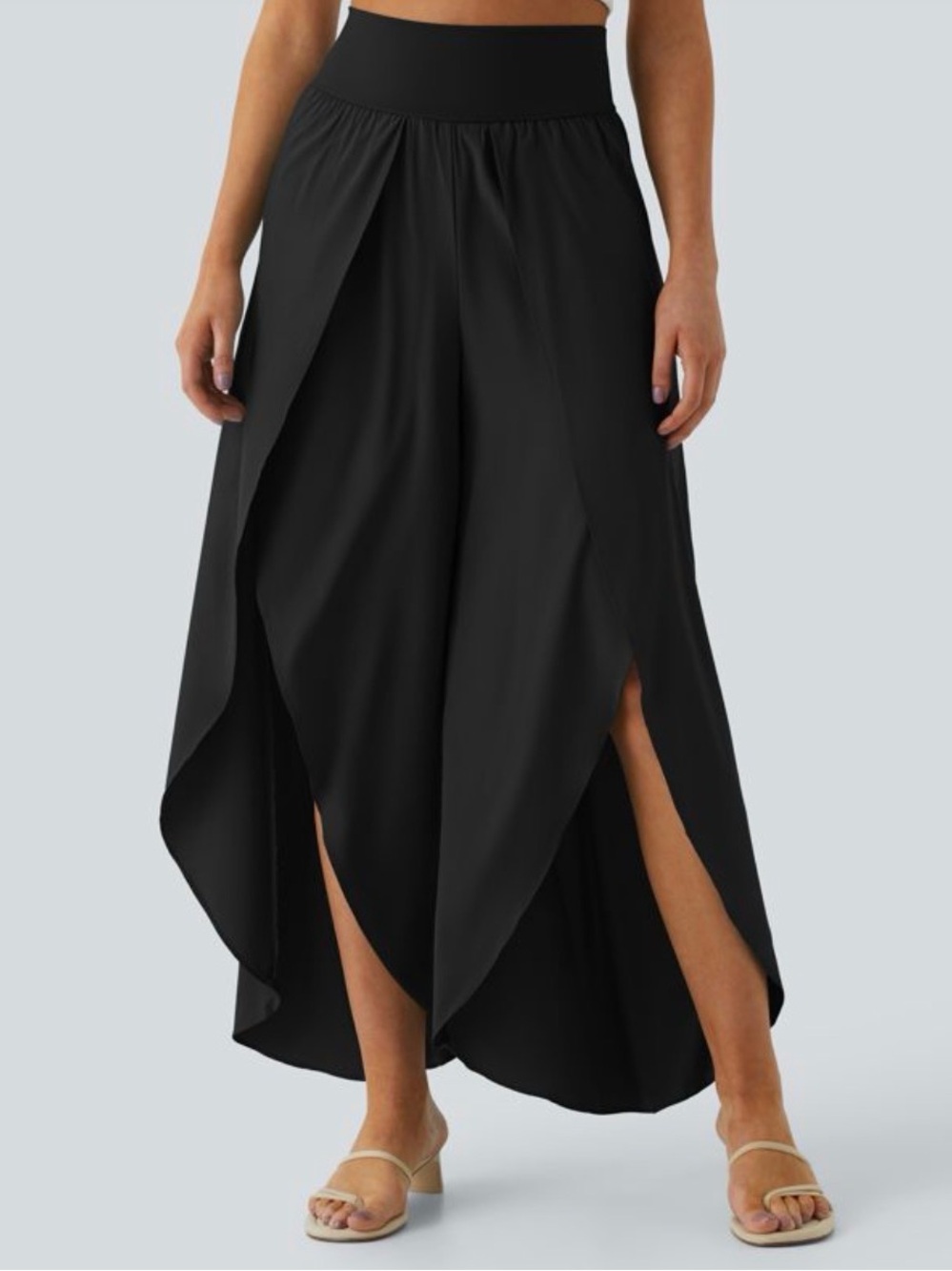 Breezeful High Waisted Back Palazzo Flowy Wide Leg Pants Size Large NEW